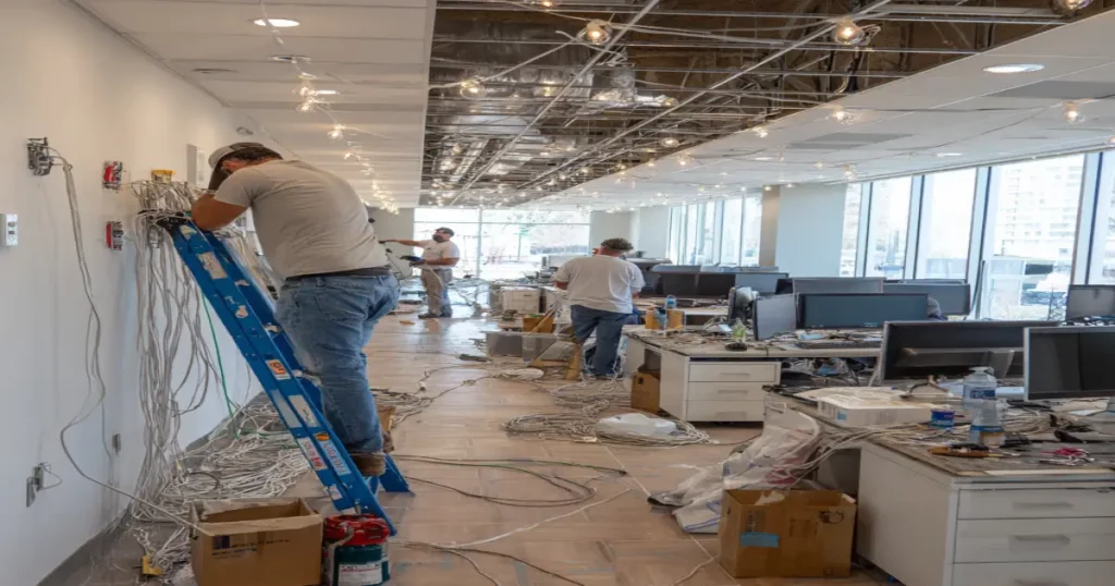 Alpharetta commercial electricians working in an office building
