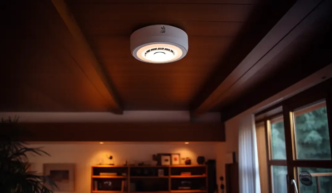 smoke detector mounted on the ceiling