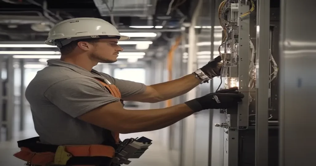 Commercial electrician working on electrical systems in Columbus, GA