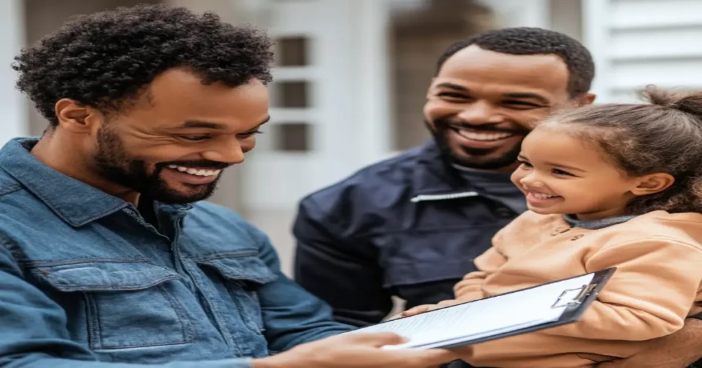 Atlanta family reviewing the results of their electrical inspection with an electrician.