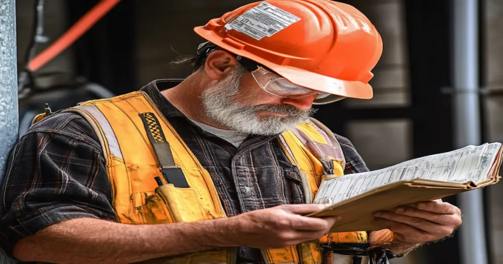 Certified electrician in Americus studying NEC handbook beside Georgia license
