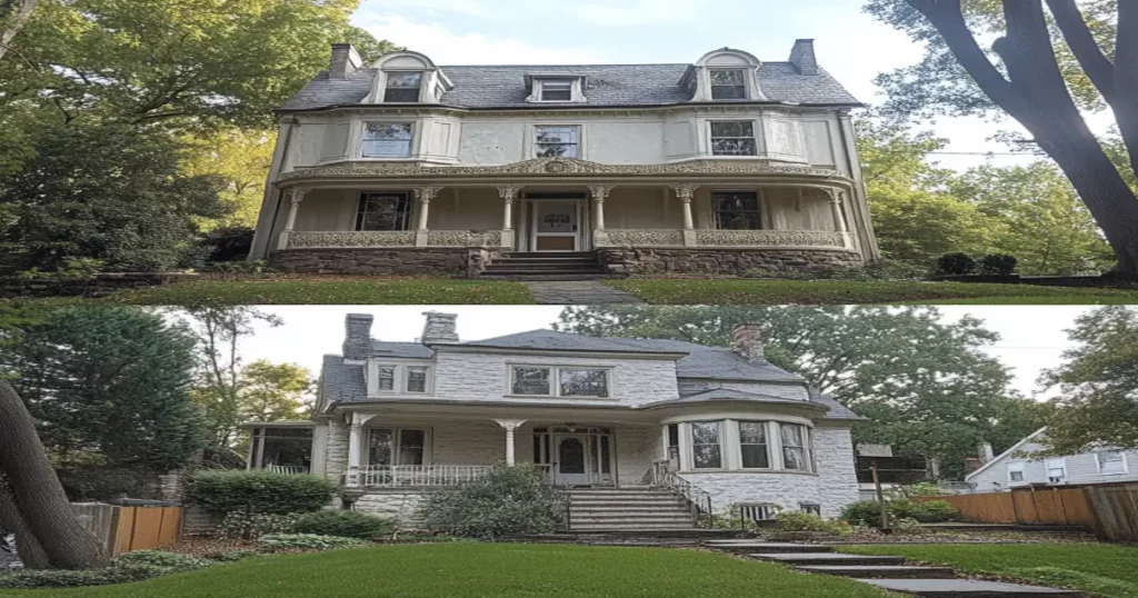 Before-and-after comparison of historic home rewiring project