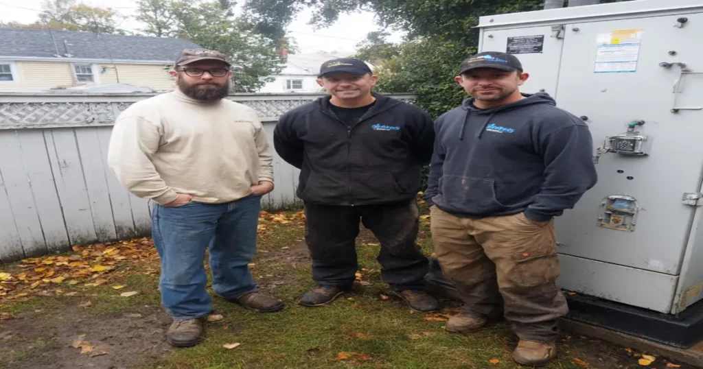 Mr Dee’s Electric Service electricians with Albany homeowner after professional generator install