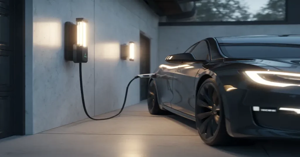 Level 2 EV charger in Leesburg home garage