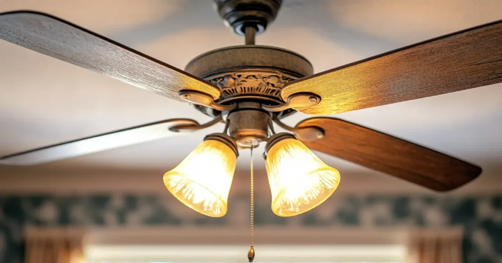Wobbling ceiling fan with dust and imbalance in an older Jonesboro home.